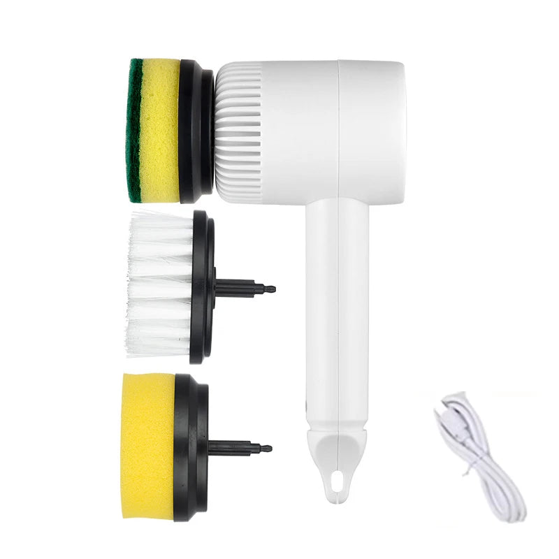 3 in 1 Electric Cleaning Brush 1200Mah USB Chargeable Spin Scrubber Brush Polisher Sponge for Kitchen Bathroom Clean Brush Tools