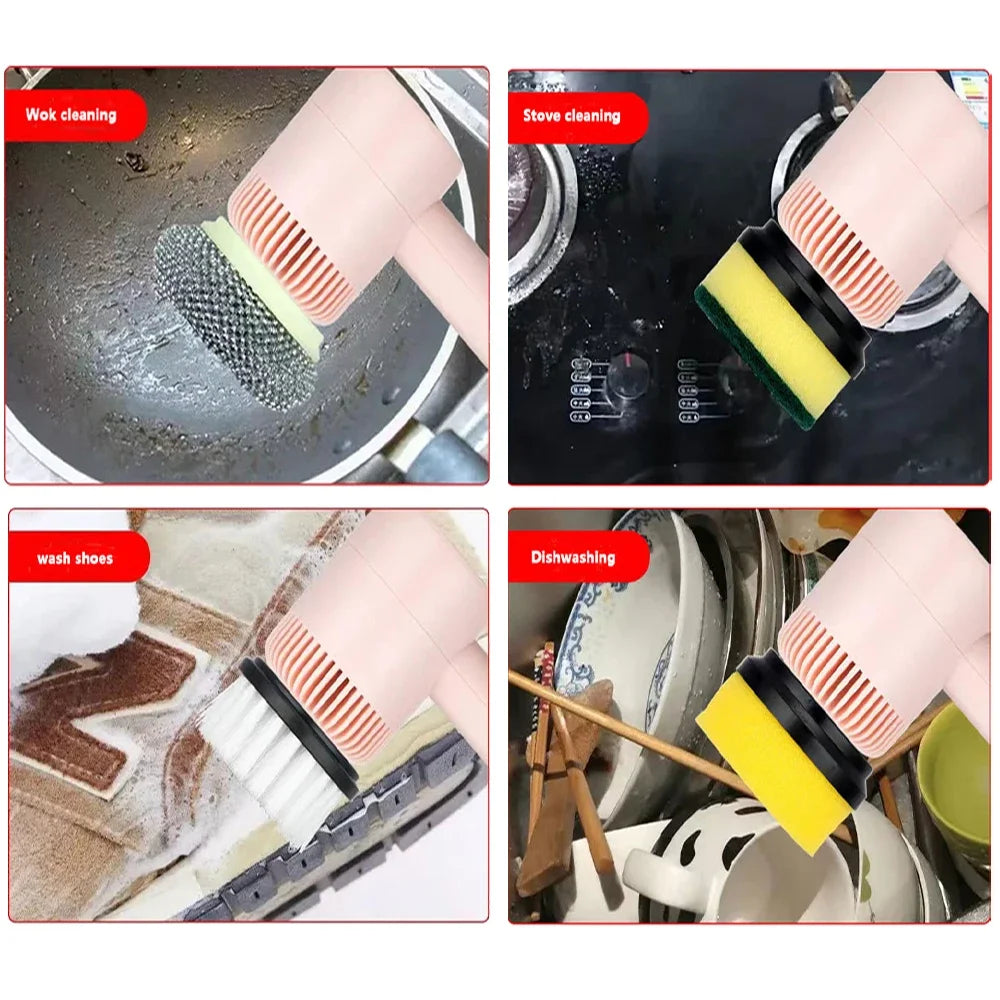 3 in 1 Electric Cleaning Brush 1200Mah USB Chargeable Spin Scrubber Brush Polisher Sponge for Kitchen Bathroom Clean Brush Tools